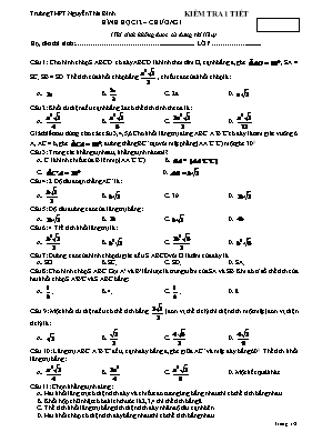 Kiểm tra 1 tiết môn Hình học 12  Chương 1